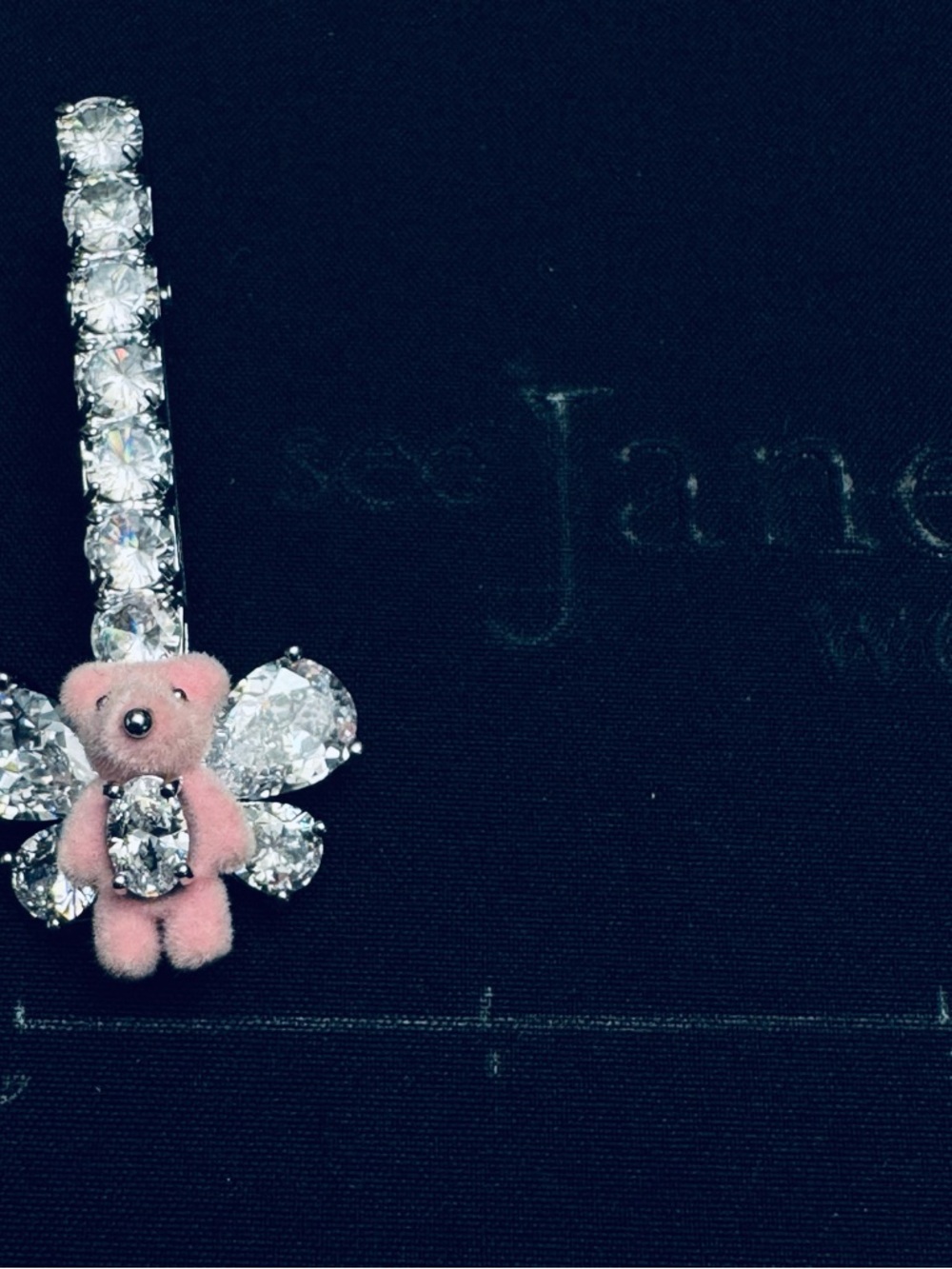 Pink Teddy Crystal Hair Clip - Picture 6 of 6